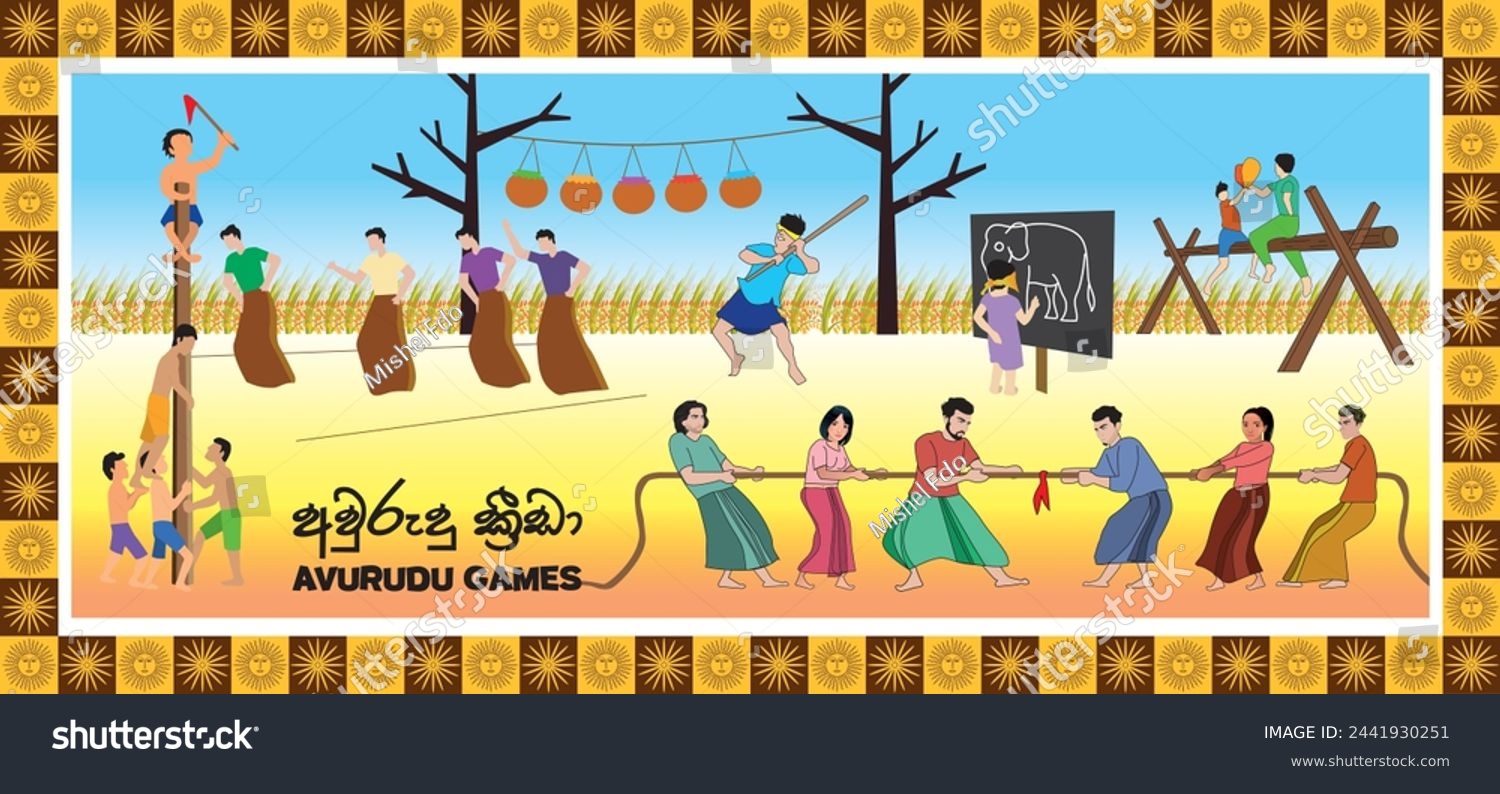 Happy Sinhala and Tamil New Year Avurudu Games - Royalty Free Stock ...