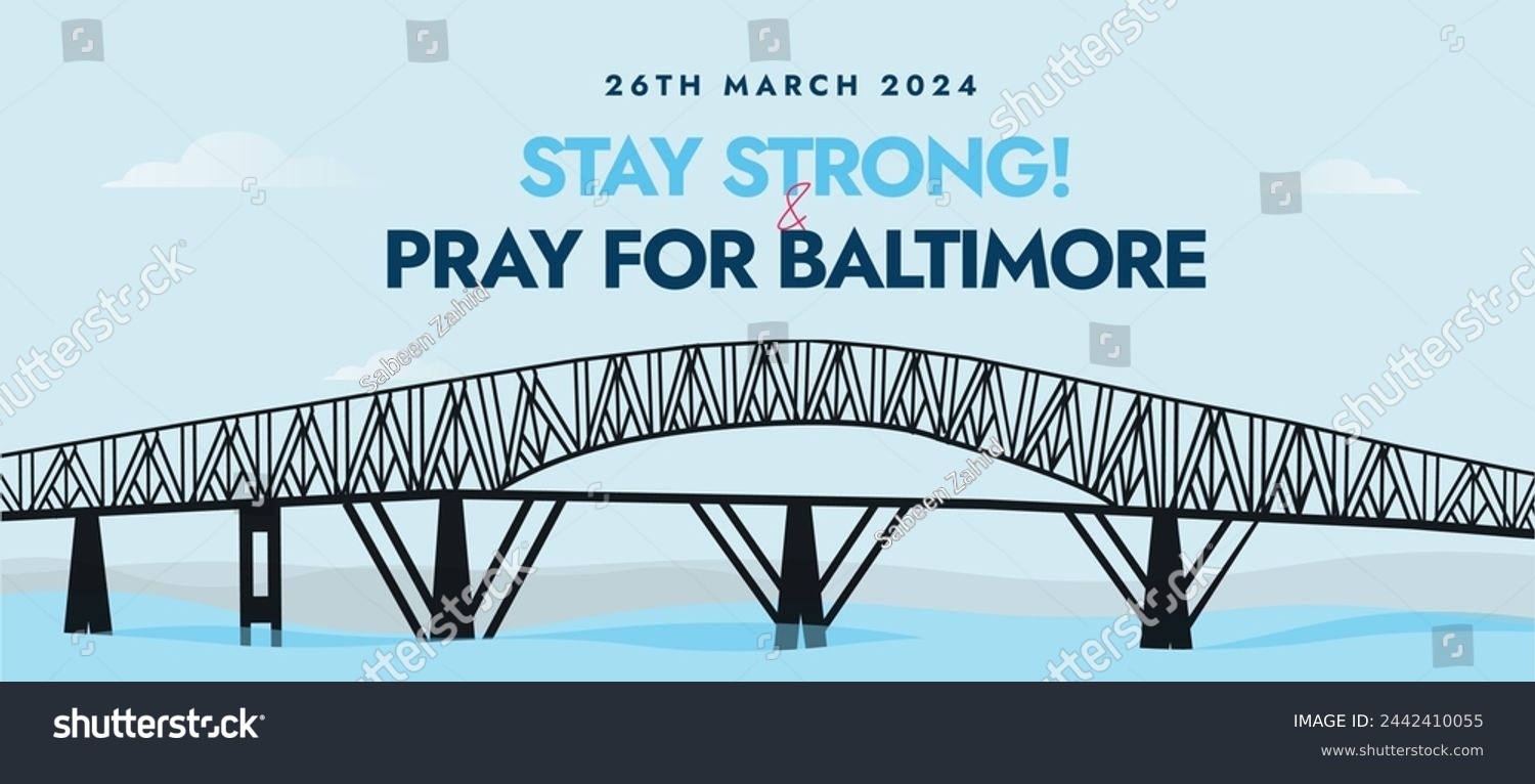 Baltimore bridge collapse on 26th March 2024, Royalty Free Stock