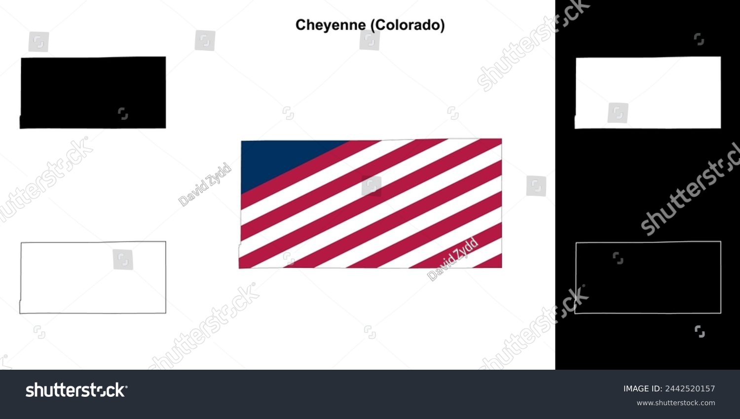 Cheyenne county (Colorado) outline map set - Royalty Free Stock Vector ...