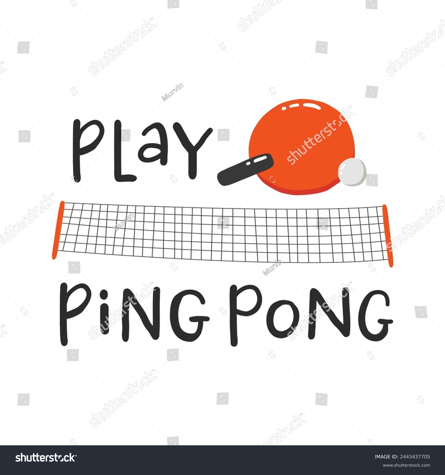 Ping pong slogan. Hand drawn illustration with - Royalty Free Stock ...