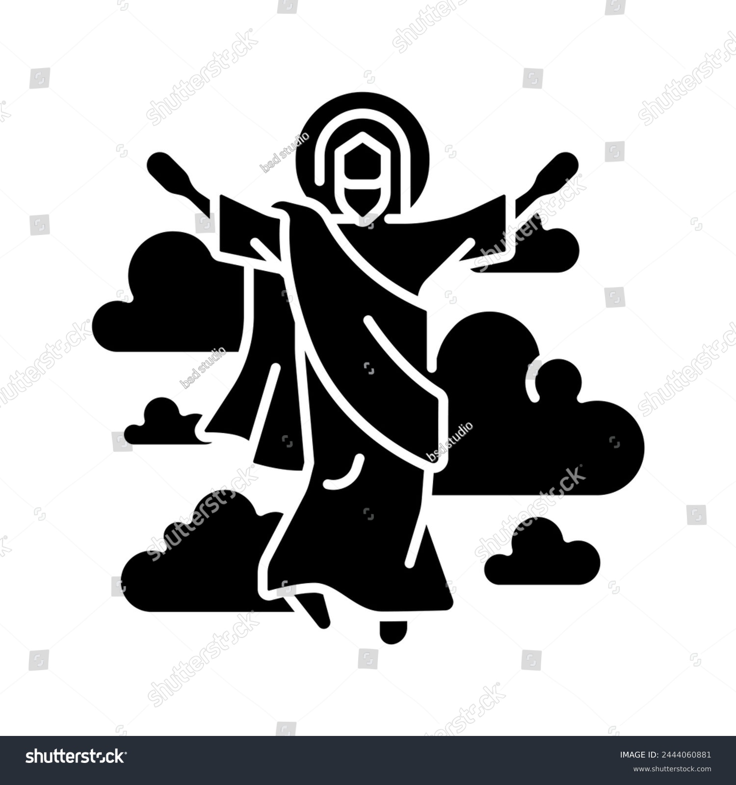 Ascension of Jesus black glyph icon. Jesus - Royalty Free Stock Vector ...