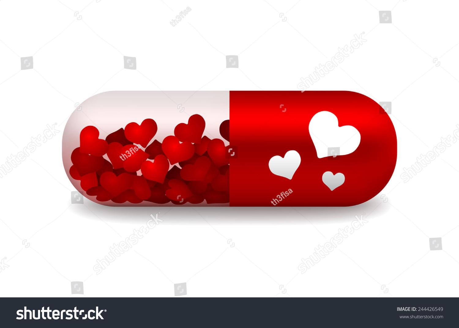 vector red and white pill of love with light shadow #244426549