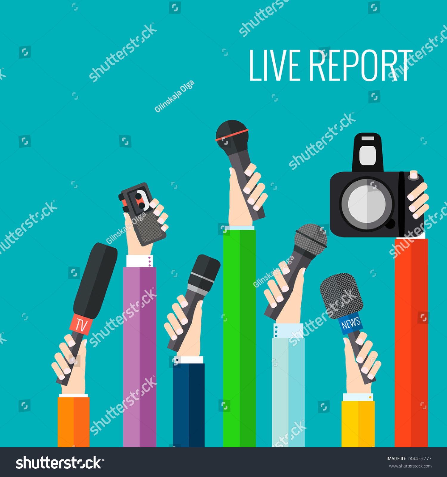 Vector Live Report Concept Live News Hands Of Royalty Free Stock