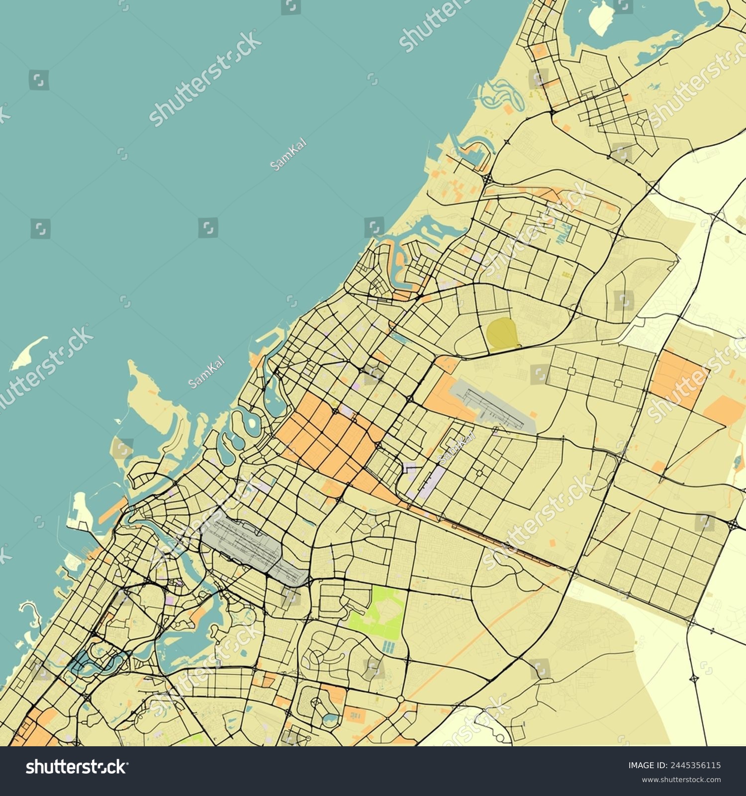 City map of Sharjah United Arab Emirates - Royalty Free Stock Vector ...