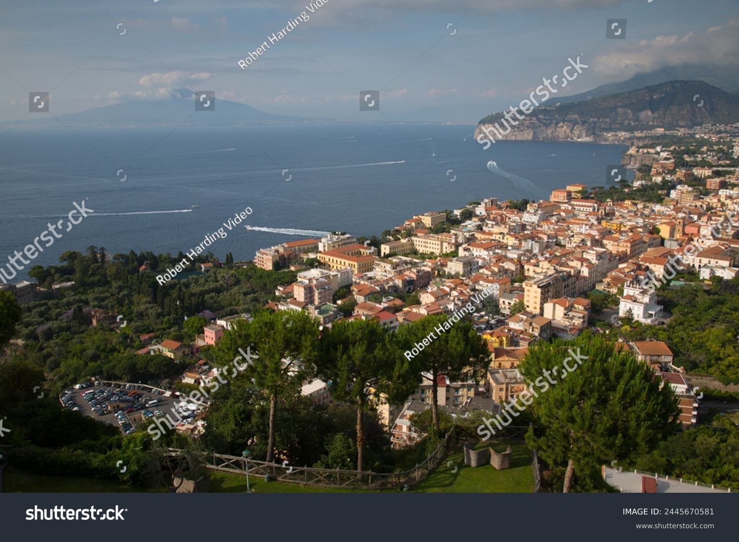 View of Vesuvio and Terrheinian Sea from above Sorrento, Costiera Amalfitana (Amalfi Coast), UNESCO World Heritage Site, Campania, Italy, Europe #2445670581