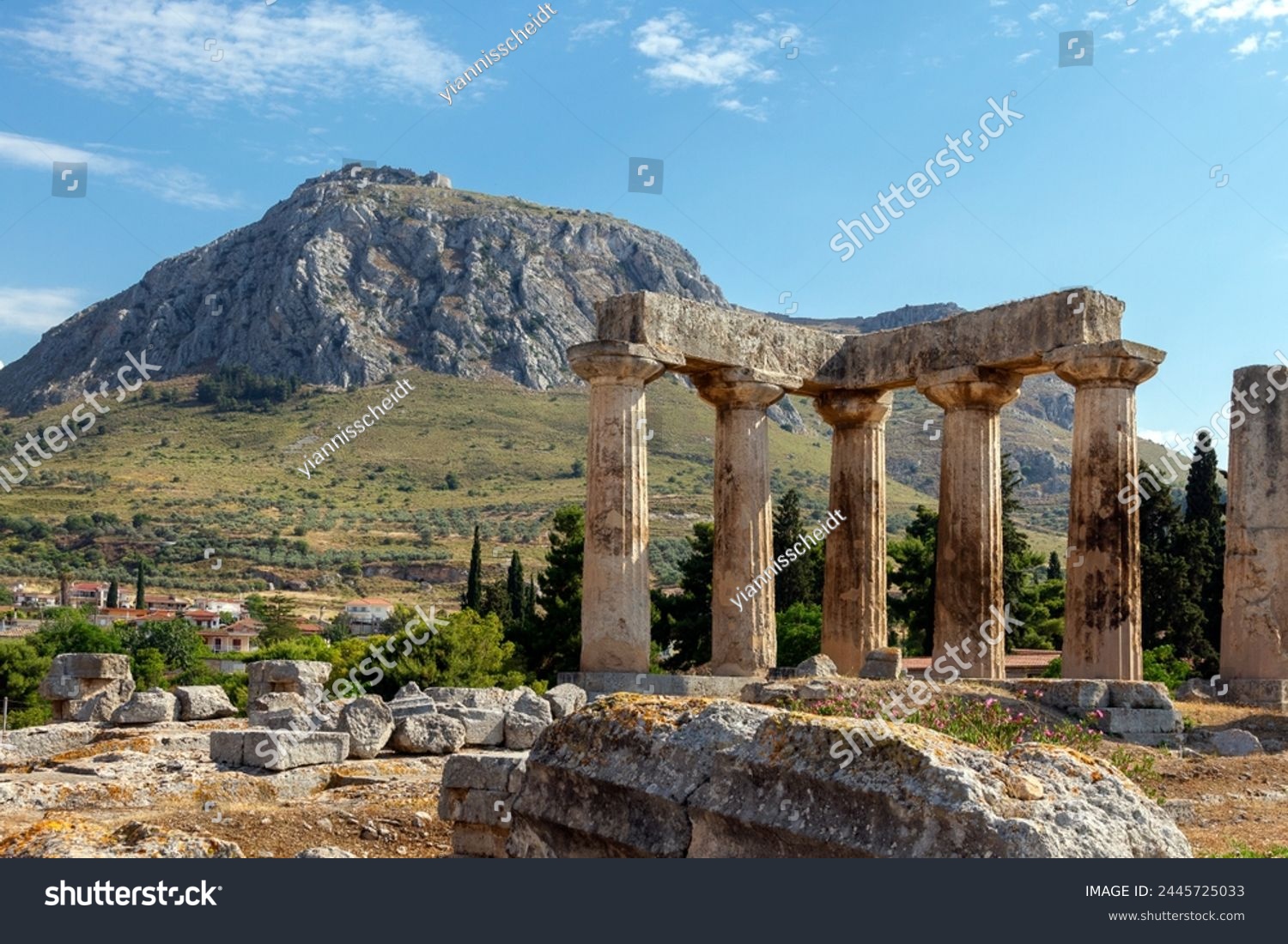 The archaic temple of Apollo, in ancient Corinth, Greece. It was built with monolithid doric columns, around 530 BC. #2445725033