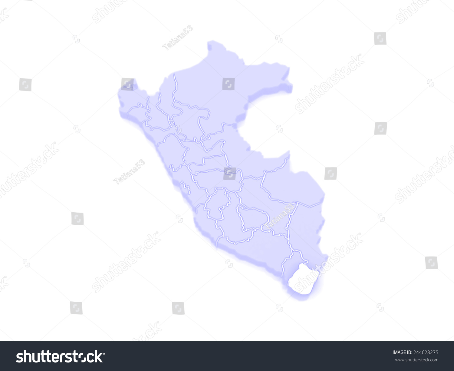 Map Of Tacna Peru 3d Royalty Free Stock Photo 244628275