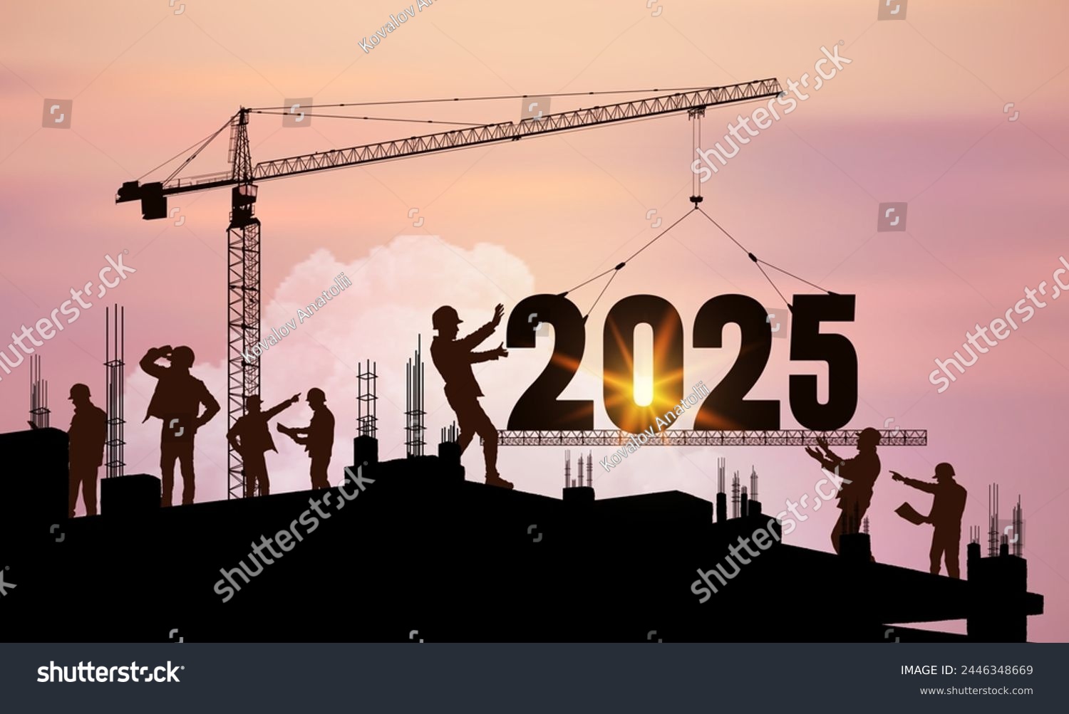 Concept New Year 2025 for marking, construction Royalty Free Stock Vector 2446348669