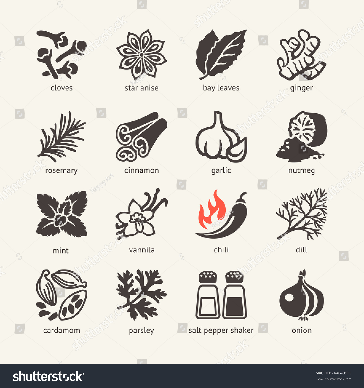 Web icon set - spices, condiments and herbs #244640503
