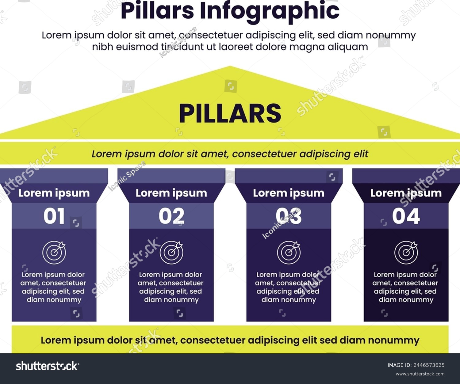 Four Pillars Infographic Design.infographic 4 Royalty Free Stock 