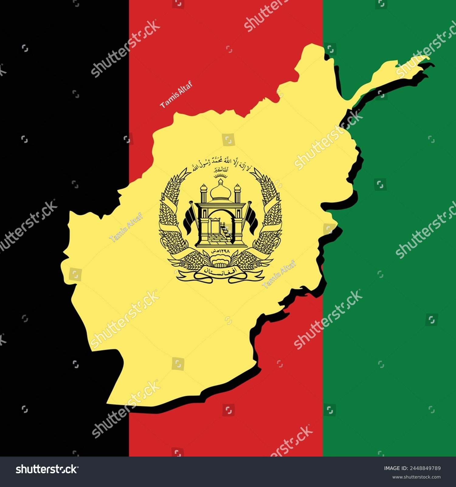 Vector Afghanistan flag with map Afghanistan - Royalty Free Stock ...