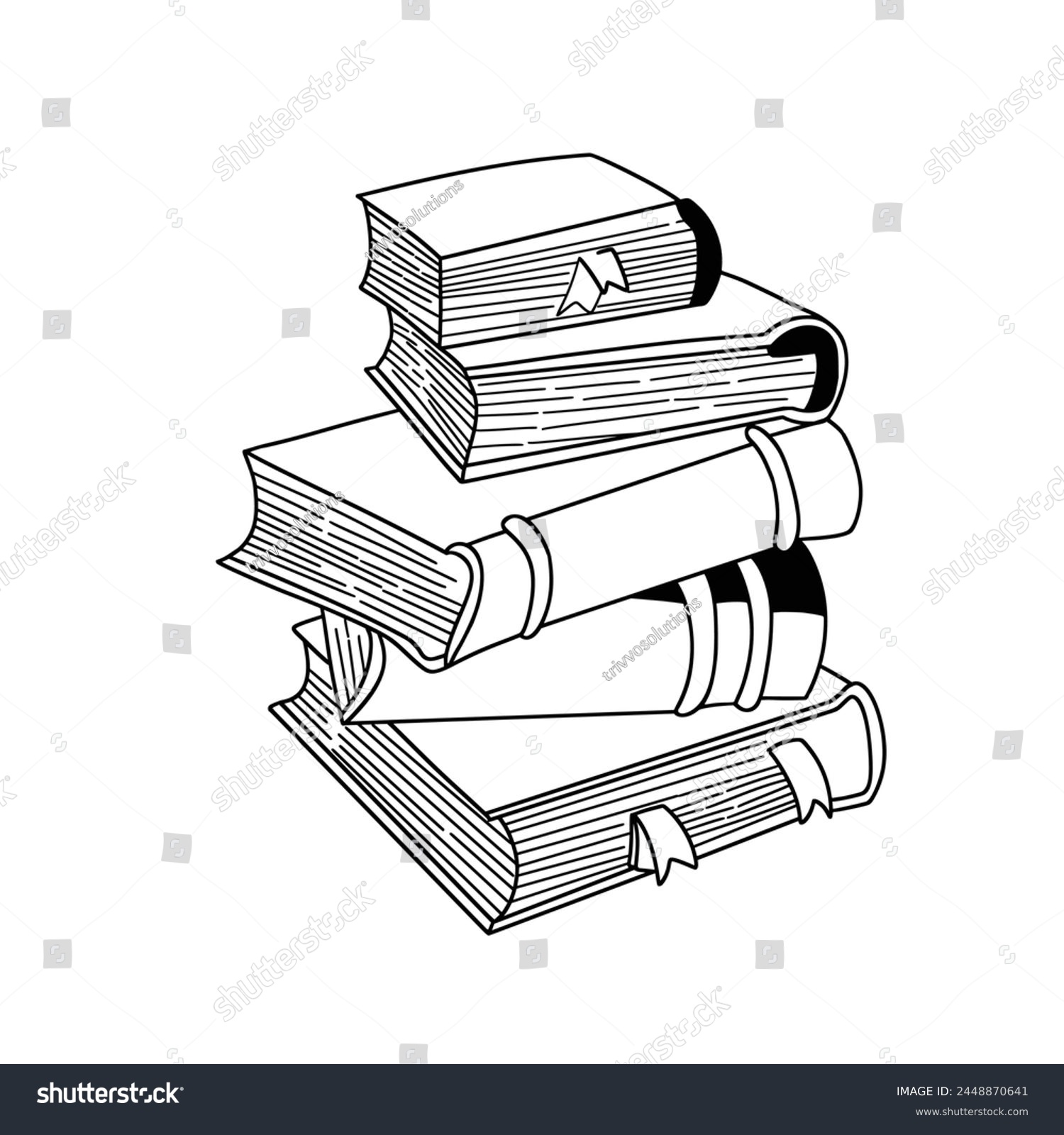 piles Book Line art vector outline - Royalty Free Stock Vector ...