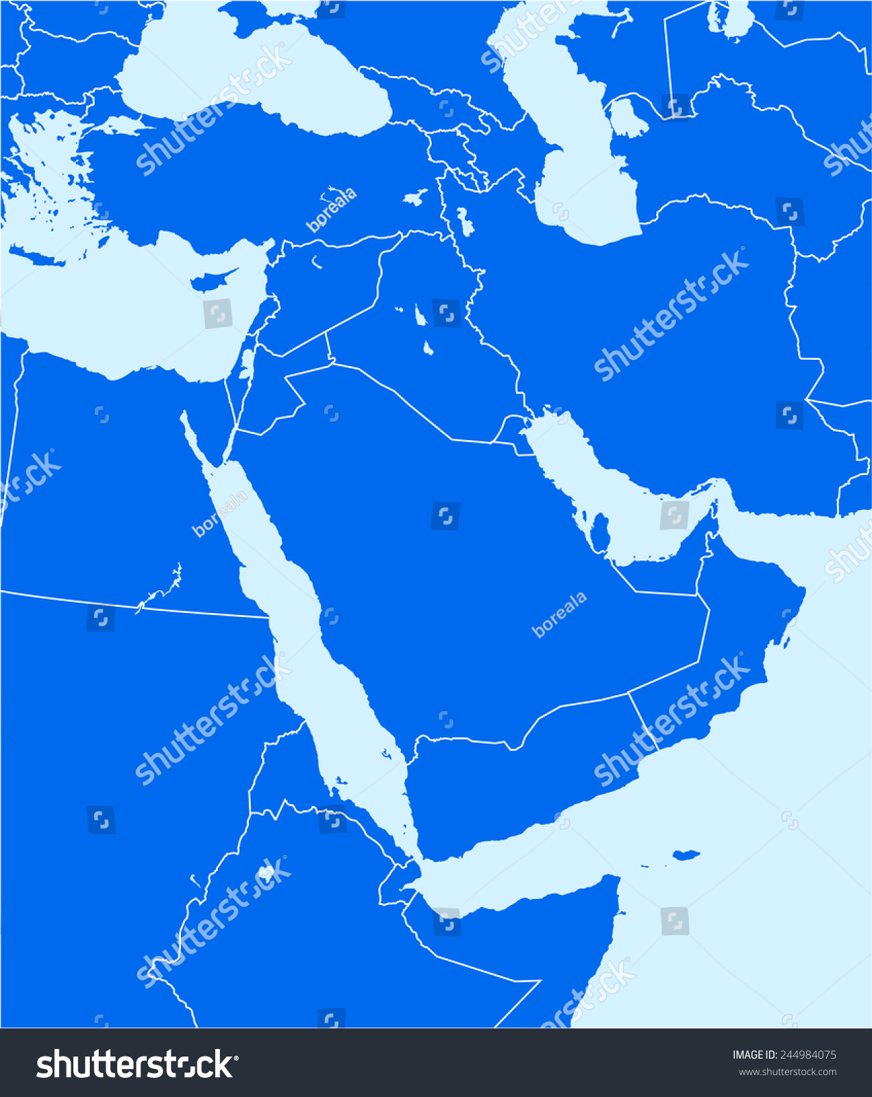 Middle East Map - Royalty Free Stock Vector 244984075 - Avopix.com