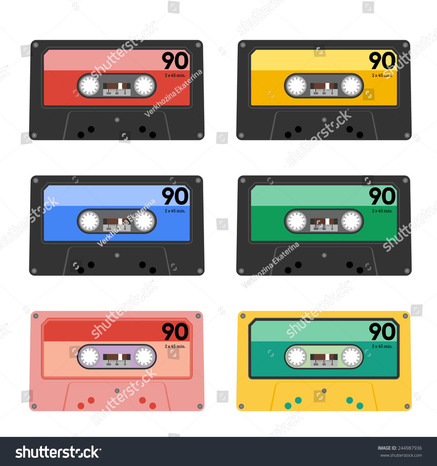 Vector Retro Audio Cassettes Set Royalty Free Stock Vector 244987936