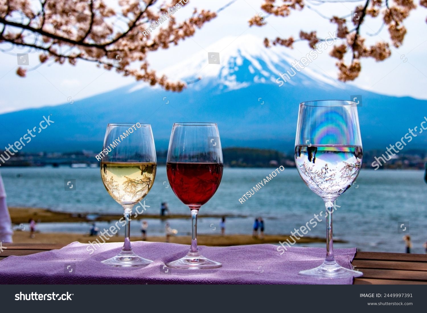 Spring at Lake Kawaguchi, cherry blossoms and Mt.Fuji, Yamanashi Prefecture, Japan #2449997391