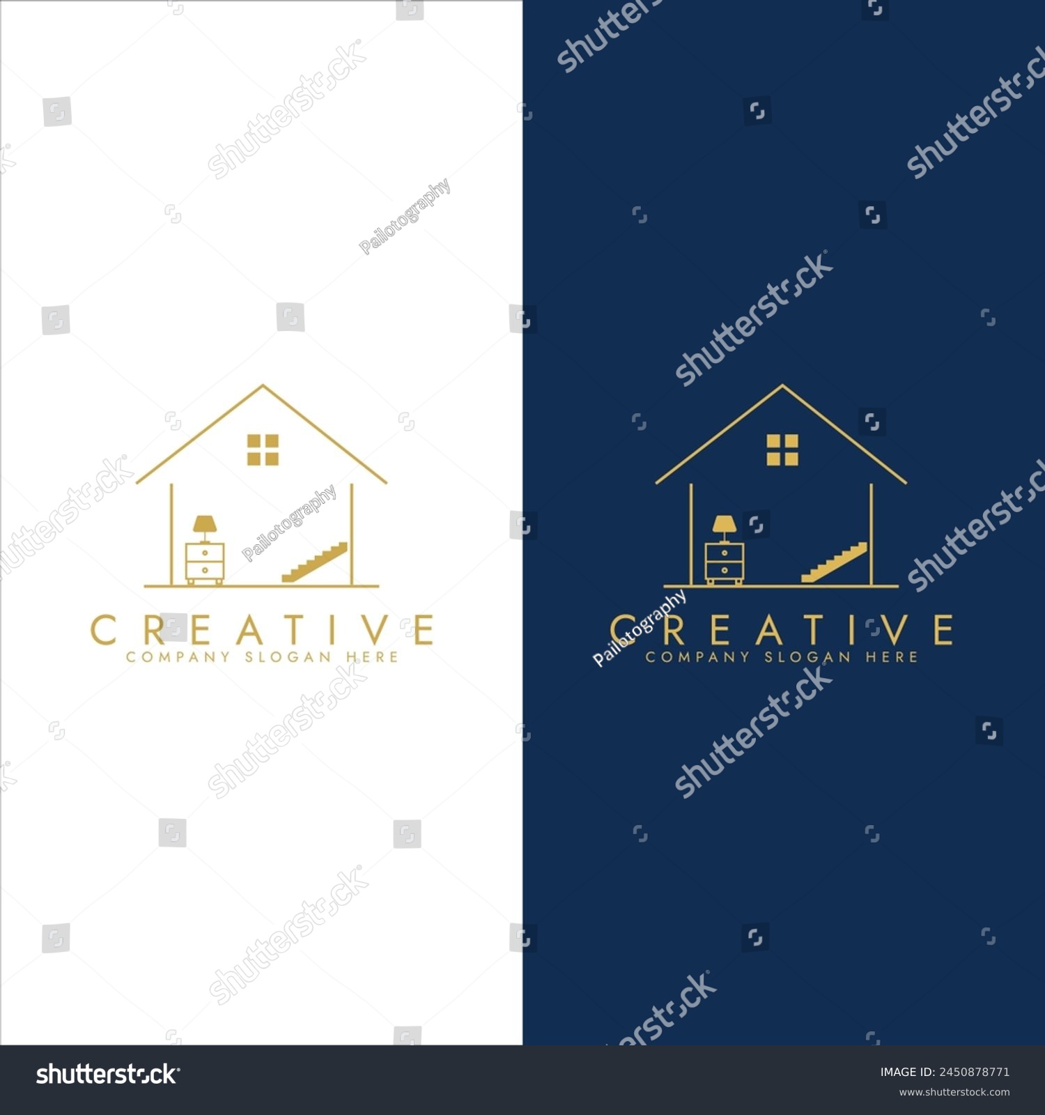 simplistic exterior of a house, House framework logo, House building logo design with interior #2450878771