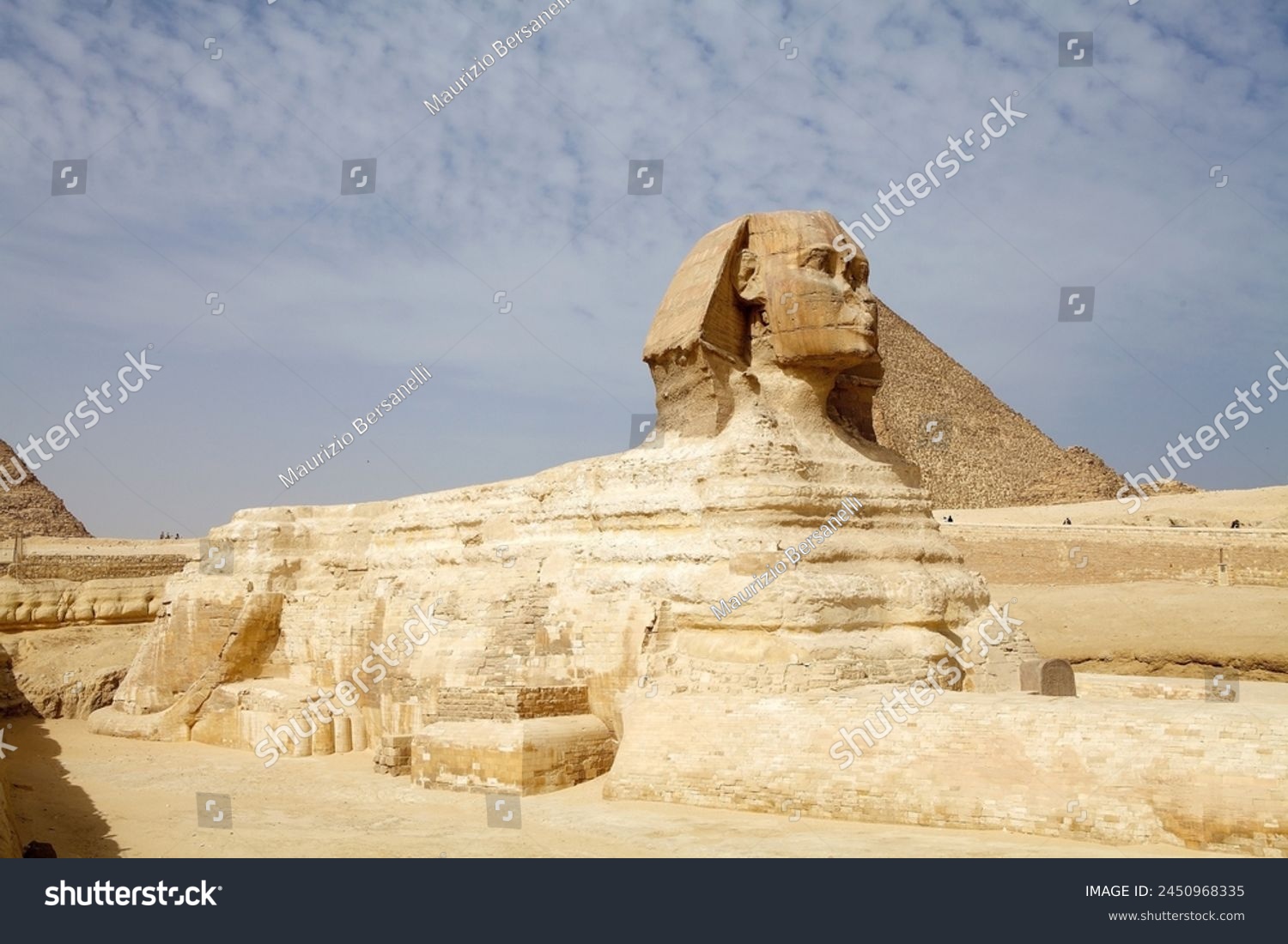 The Great Sphinx and the Great Pyramids in Giza, Egypt. They were built during the Fourth Dynasty of the Old Kingdom #2450968335