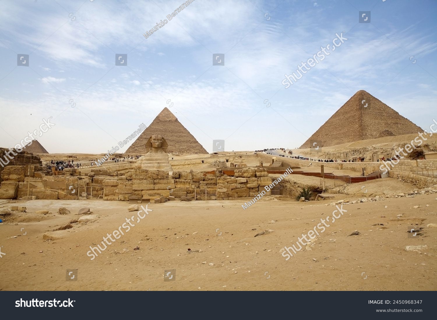 The Giza Pyramid Complex and Sphinx in Giza, Egypt, also called the Giza Necropolis. It was built during the Fourth Dynasty of the Old Kingdom #2450968347