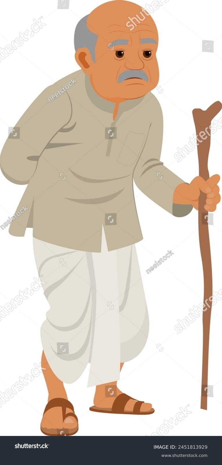 Indian Old man, Grandfather is holding a walking - Royalty Free Stock ...