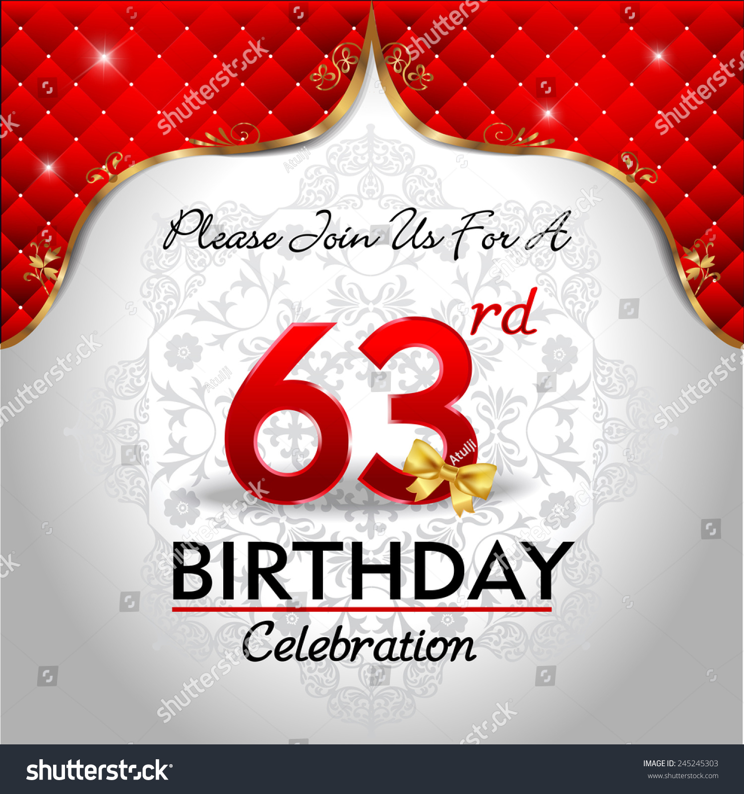 celebrating 63 years birthday, Golden red royal - Royalty Free Stock ...