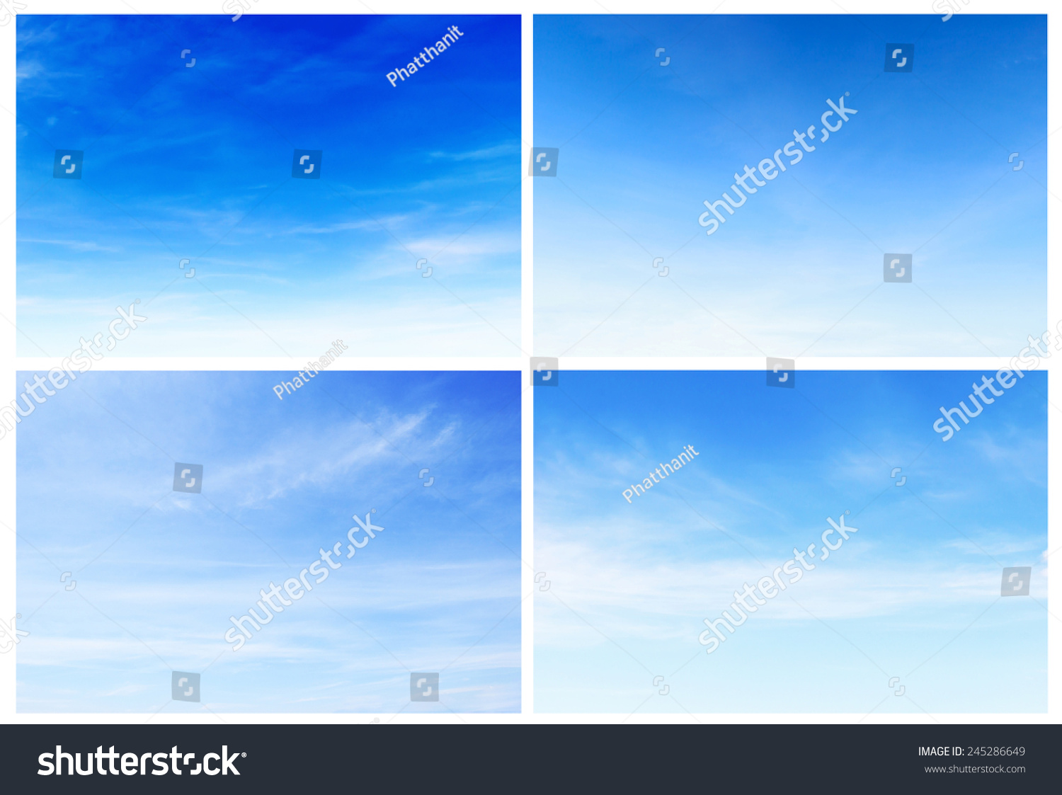 collection fantastic soft white clouds against blue sky, set 4. #245286649
