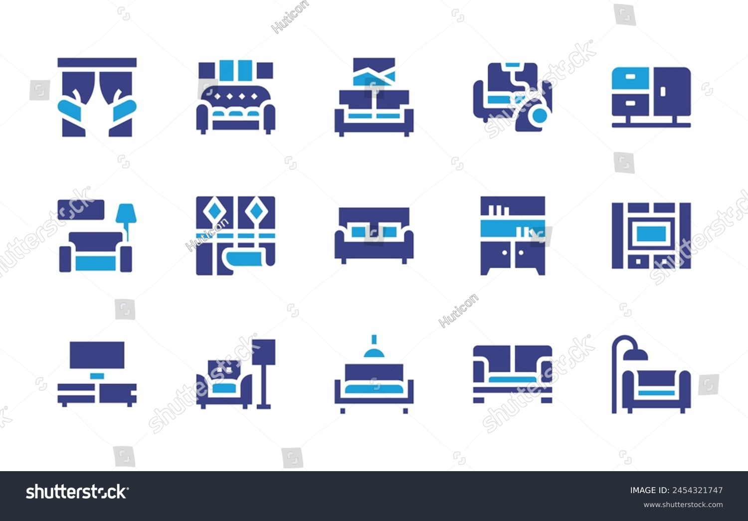 Living room icon set. Duotone color. Vector - Royalty Free Stock Vector ...