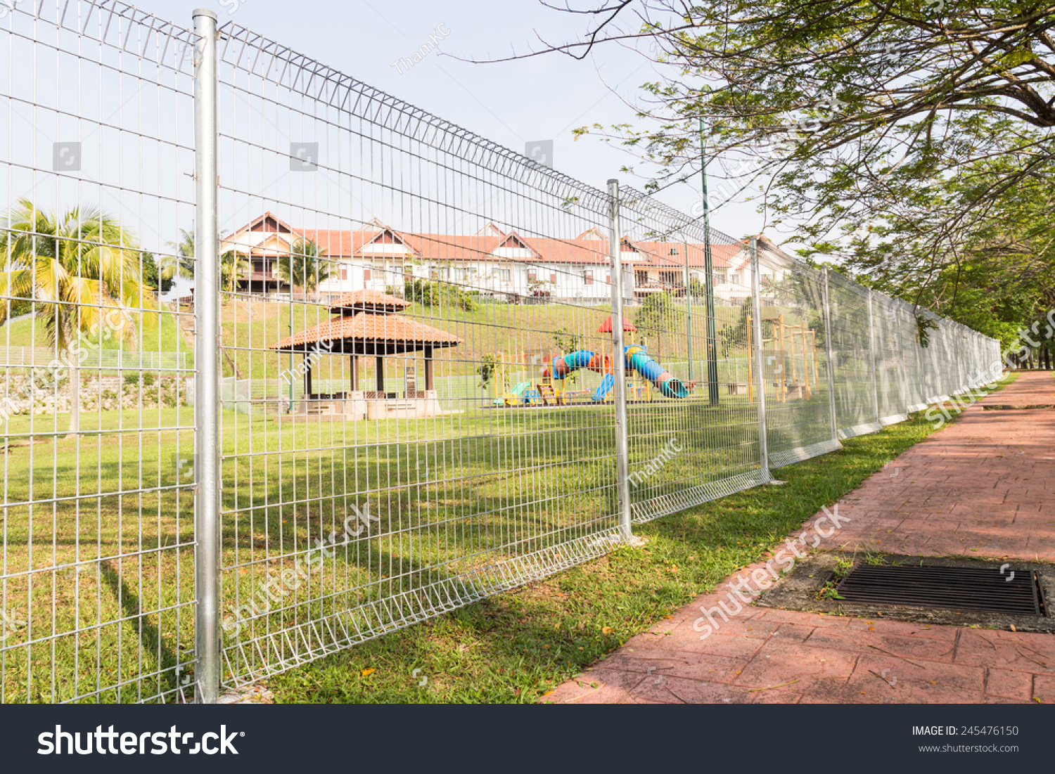 Security fencing at residential neighborhood #245476150