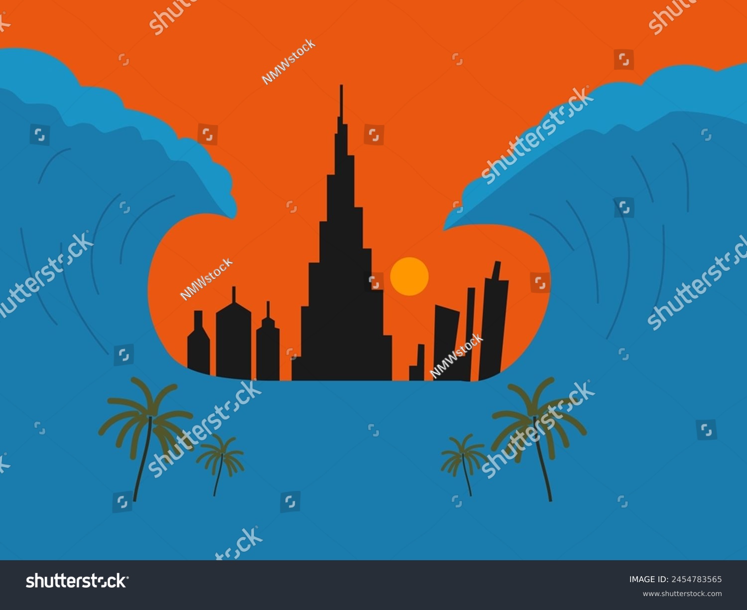 flat design flood vector illustration - Royalty Free Stock Vector ...