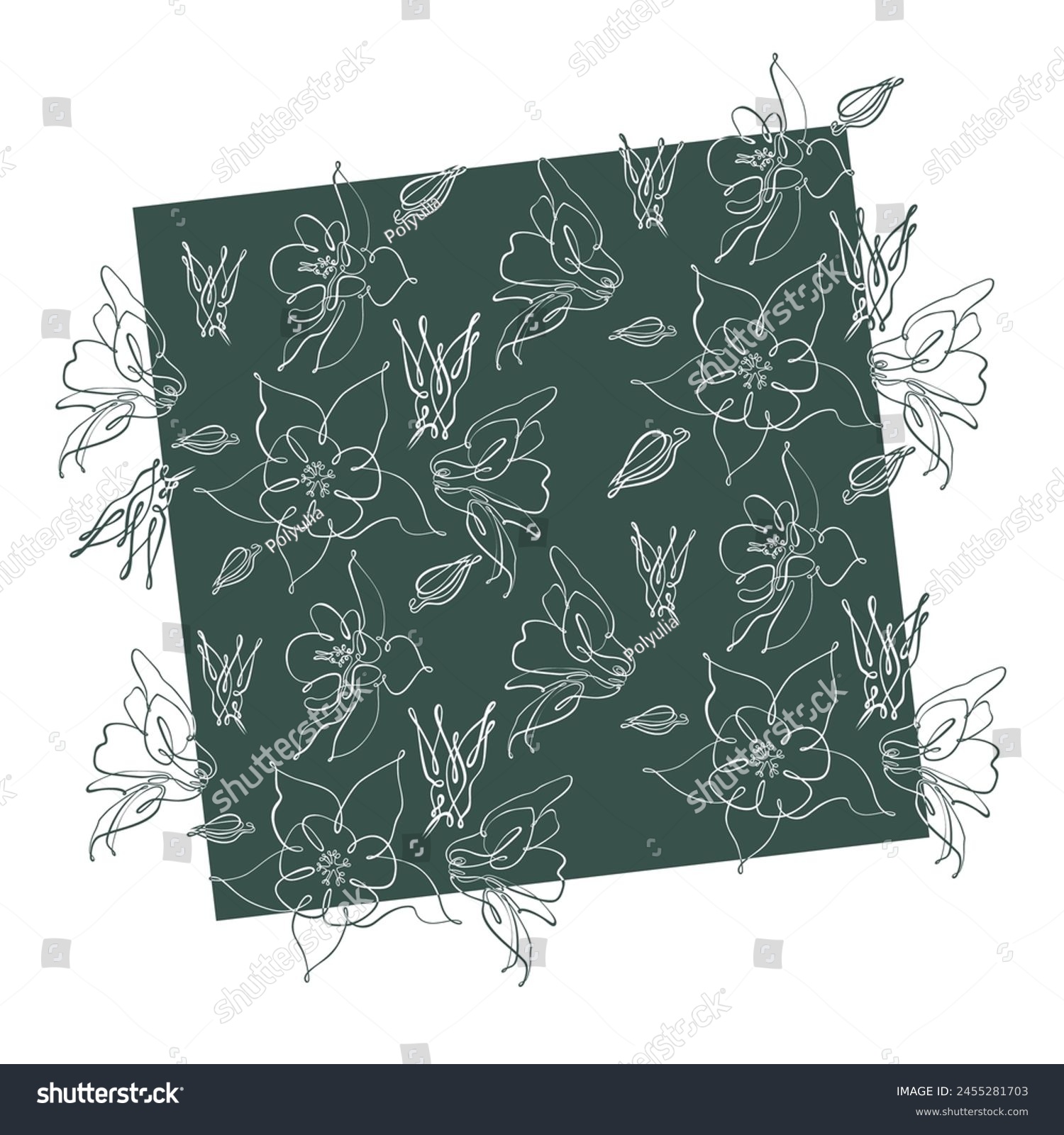 Hand drawn Aquilegia flower. Continuous line on a transparent background. #2455281703