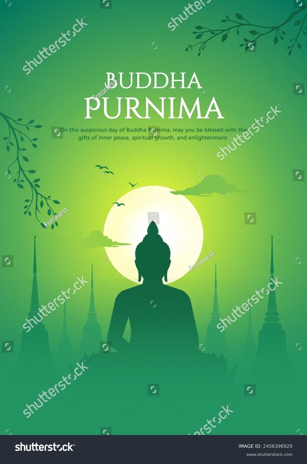 Happy Vesak Day, Buddha Purnima wishes greetings - Royalty Free Stock ...