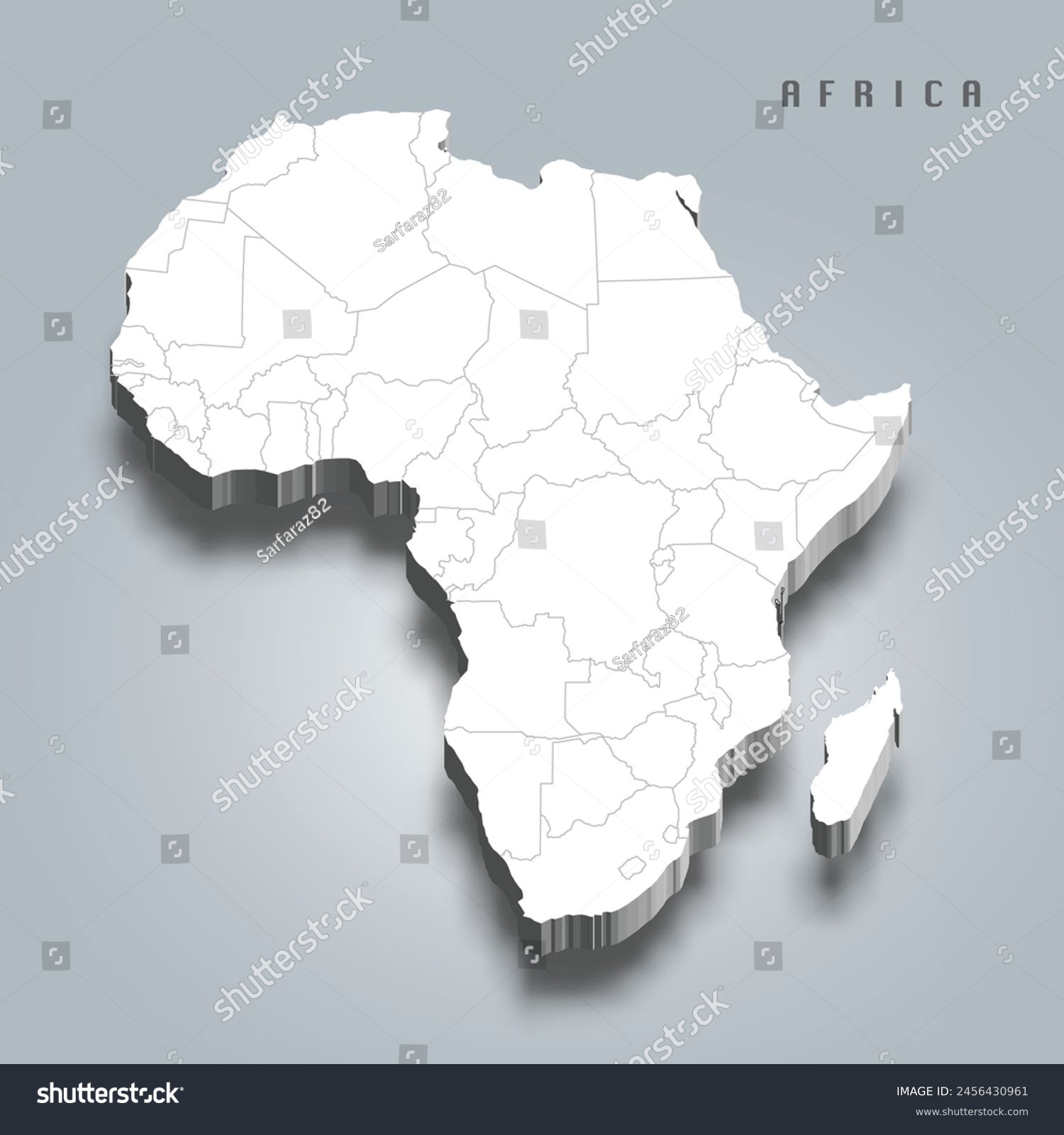 3d map of Africa with contries borders - Royalty Free Stock Vector ...