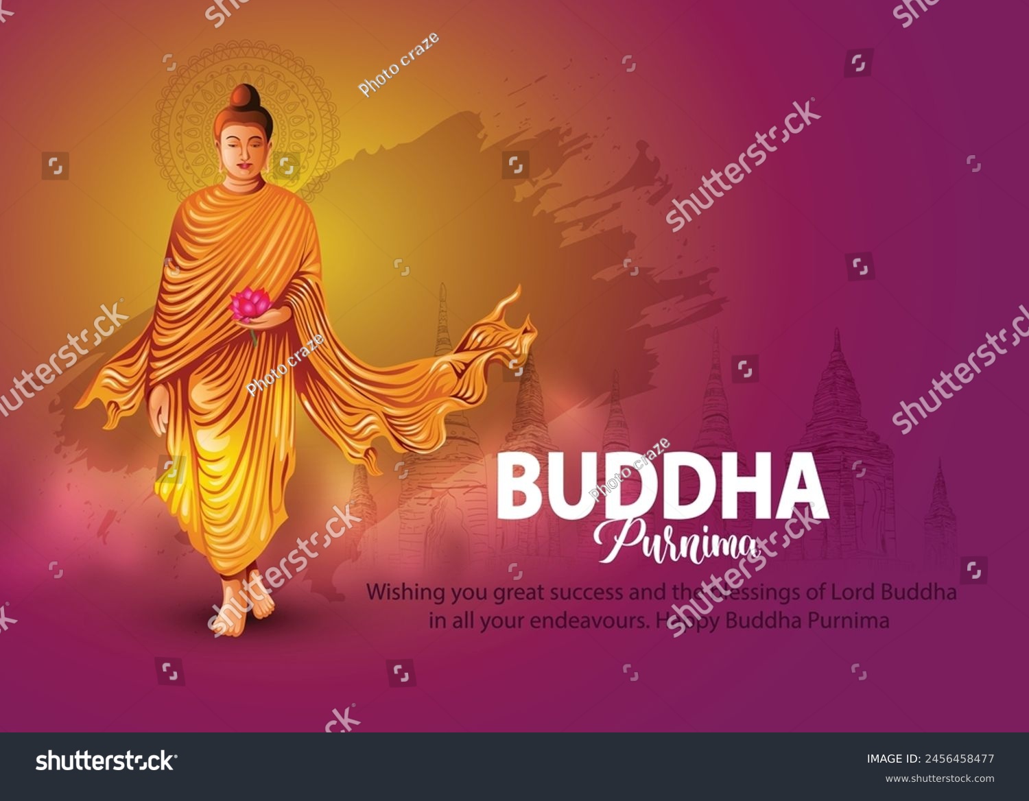 Happy Vesak Day, Buddha Purnima wishes greetings - Royalty Free Stock ...