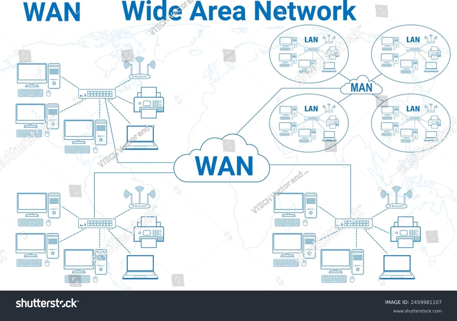 Wide Area Network (WAN) diagram icon - Royalty Free Stock Vector ...