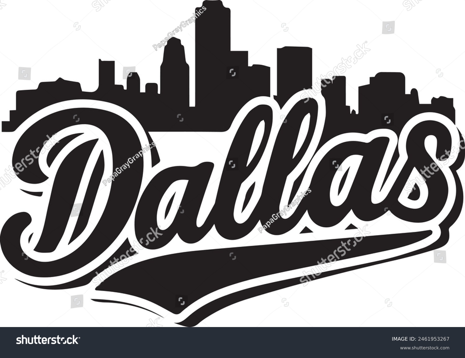 Dallas Skyline Silhouette Vector Illustration - Royalty Free Stock ...