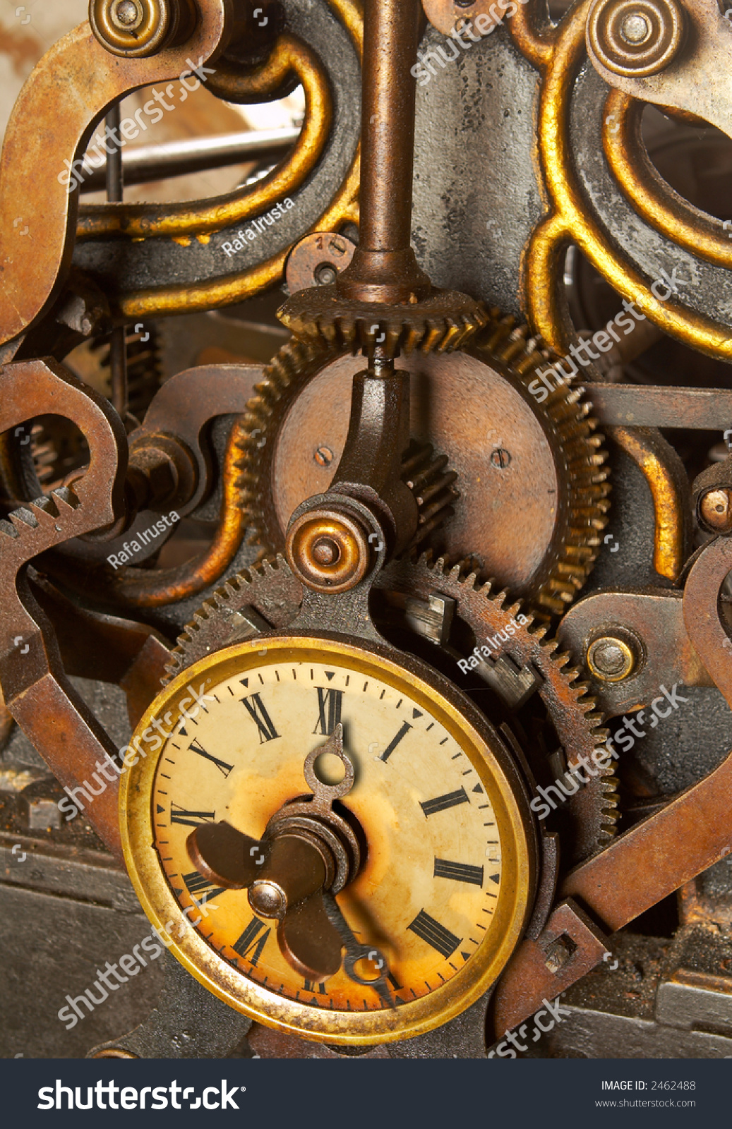 The machinery of old and dirty clock. Shallow DOF #2462488