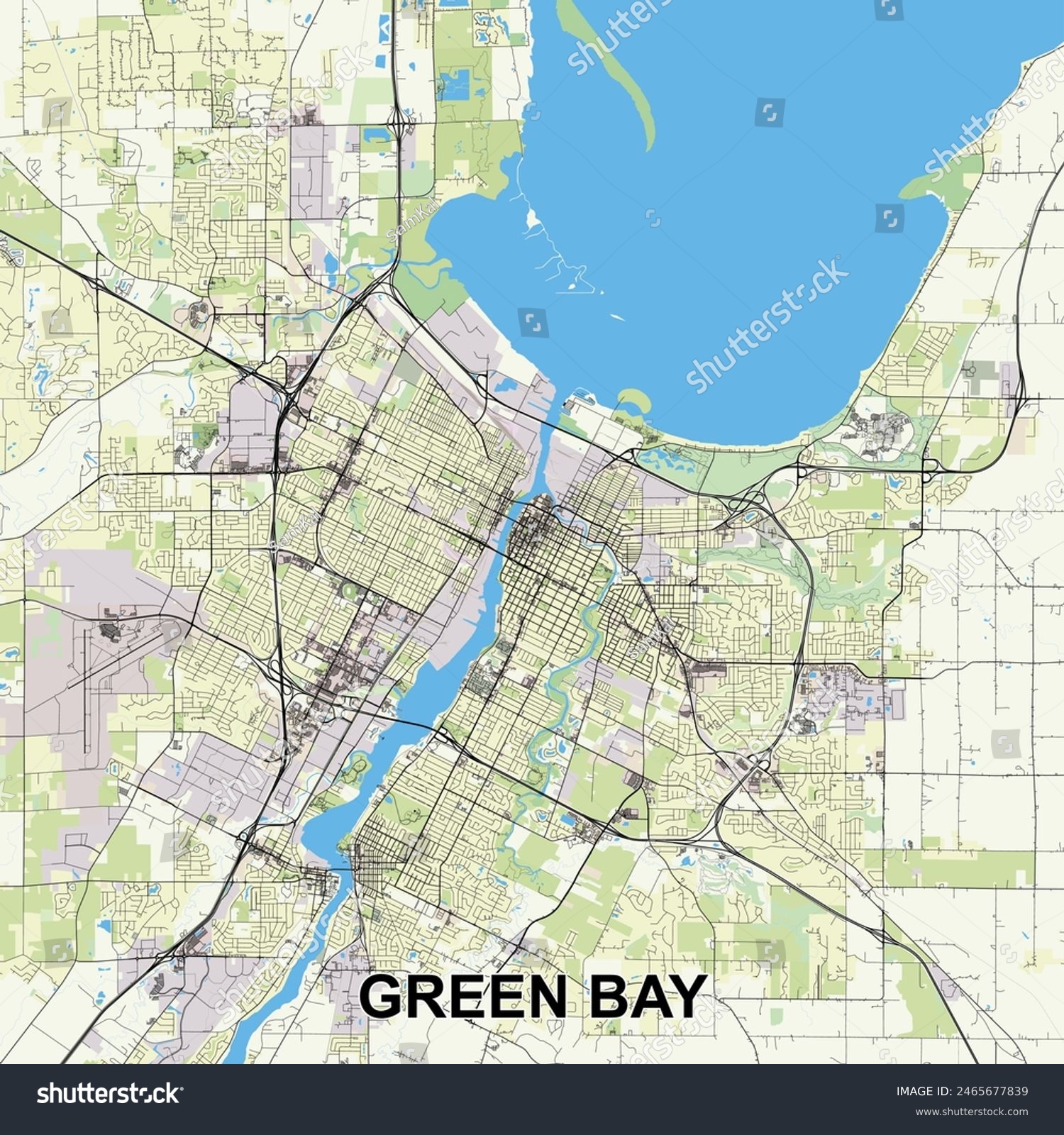 Green Bay, Wisconsin, United States map poster Royalty Free Stock