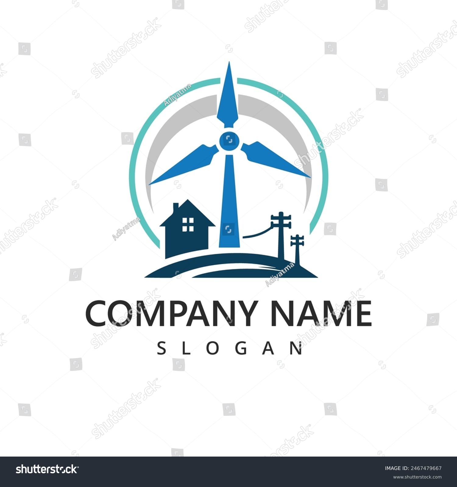 Wind turbines Logo Design, Renewable energy - Royalty Free Stock Vector ...