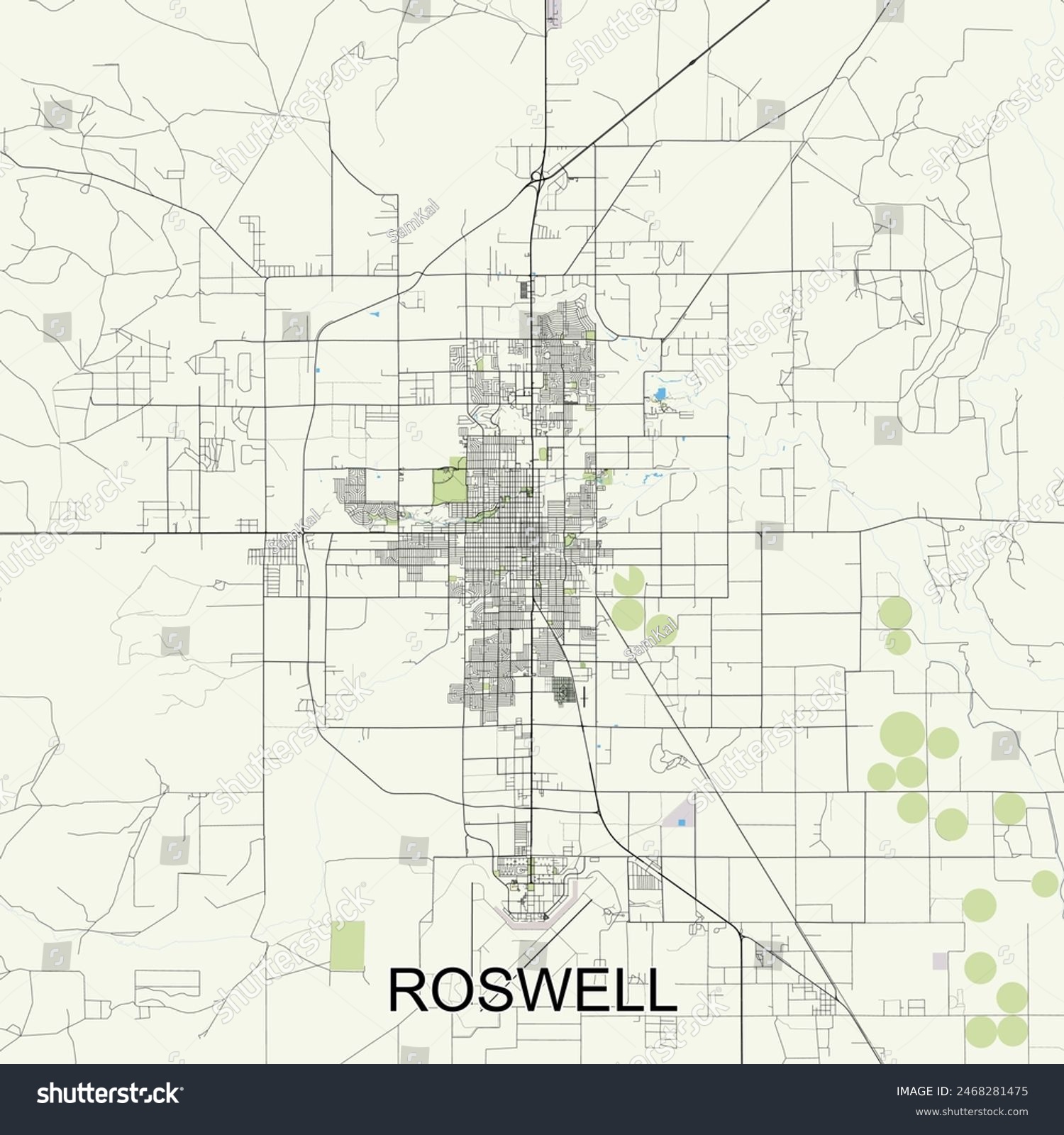 Roswell, New Mexico, United States map poster - Royalty Free Stock ...