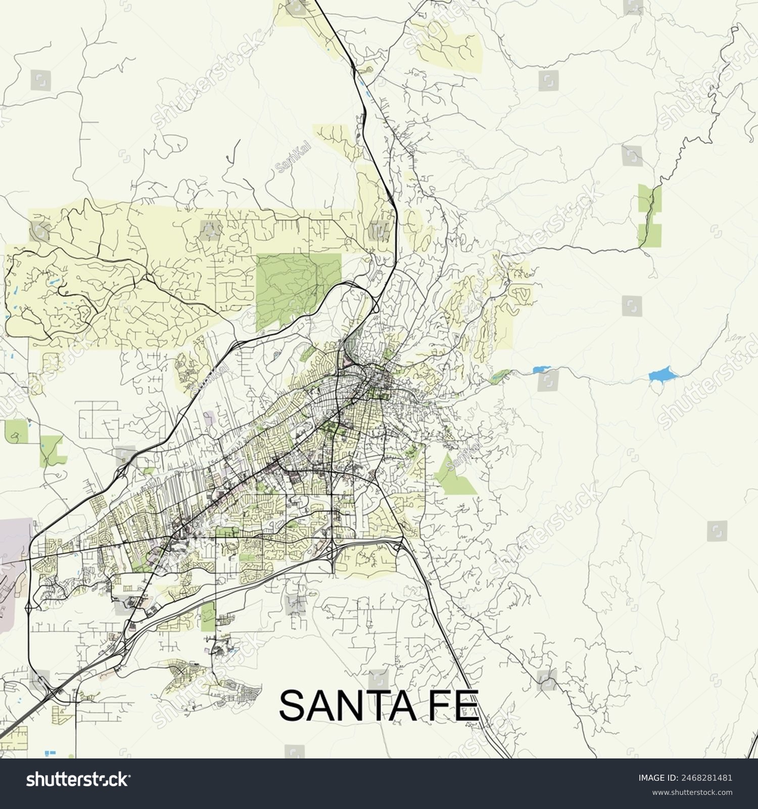 Santa Fe New Mexico United States Map Poster Royalty Free Stock Avopix 2468281481