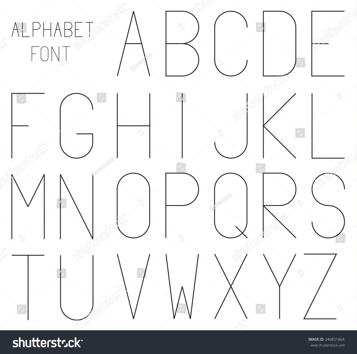 High and thin geometrical font (alphabet, abc) - Royalty Free Stock ...