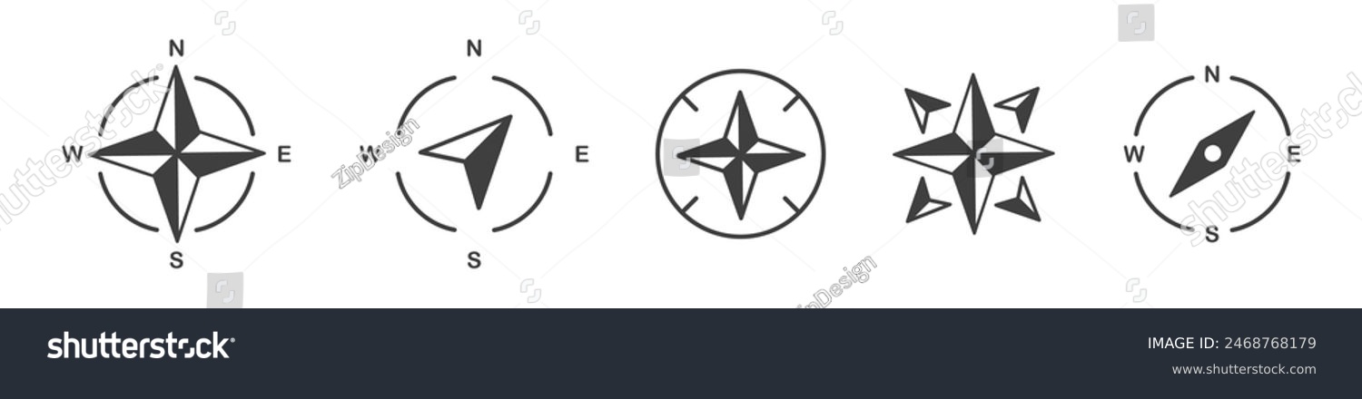 Compass icons set. Vector compass icons. Compass - Royalty Free Stock ...