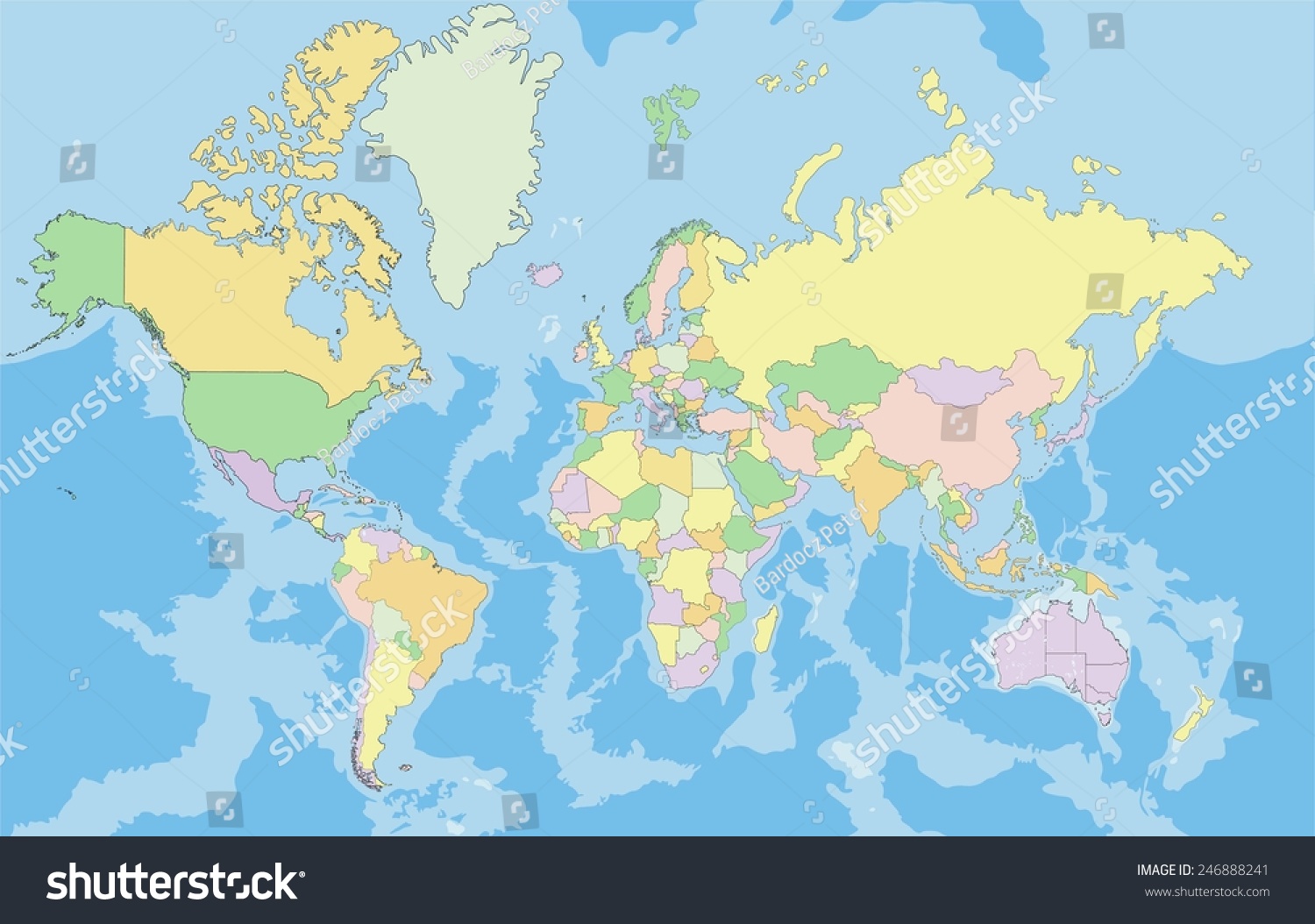 Highly Detailed Political World Map Vector Royalty Free Stock Vector