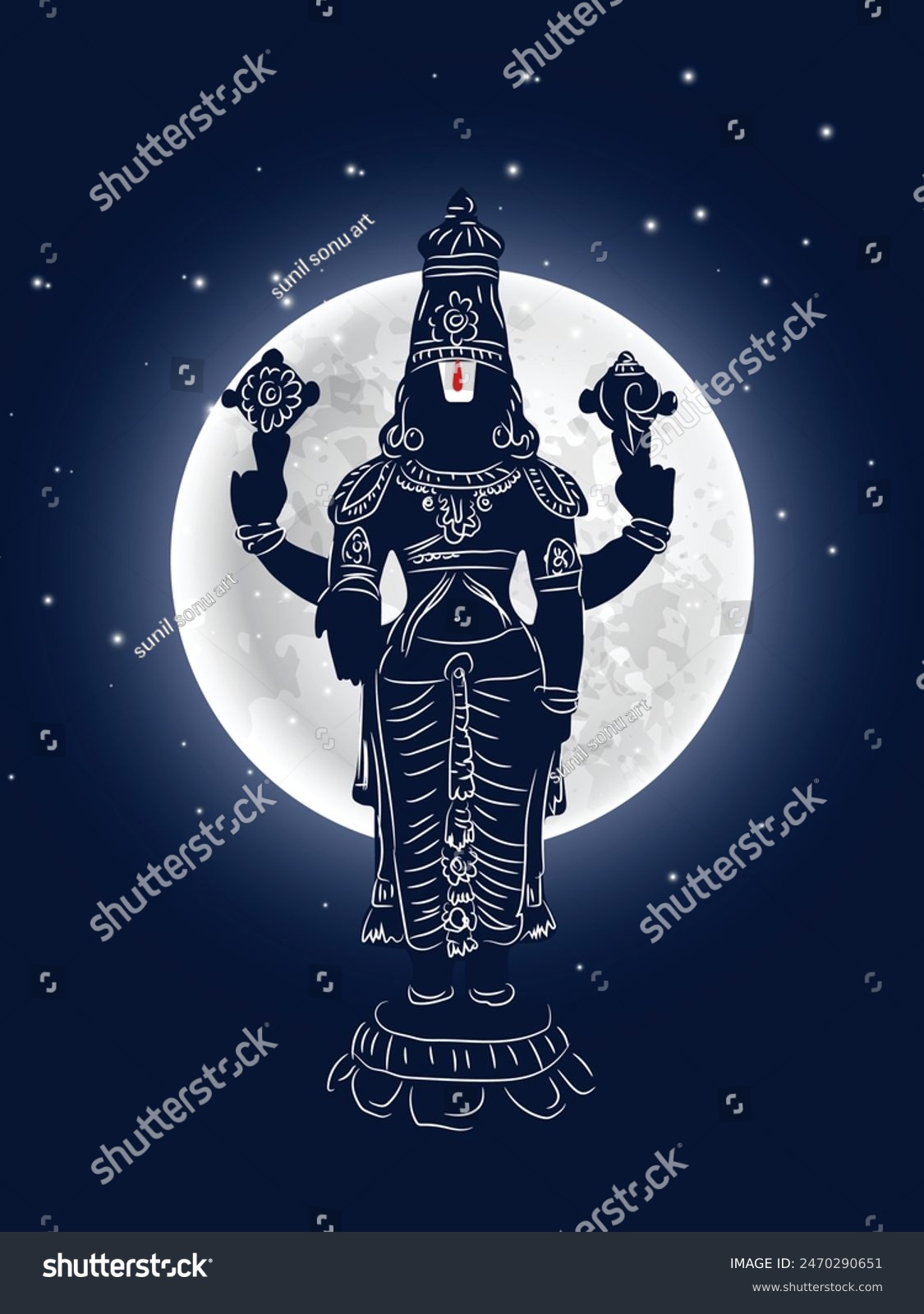 Hindu god Tirupati Balaji silhouette graphic - Royalty Free Stock ...