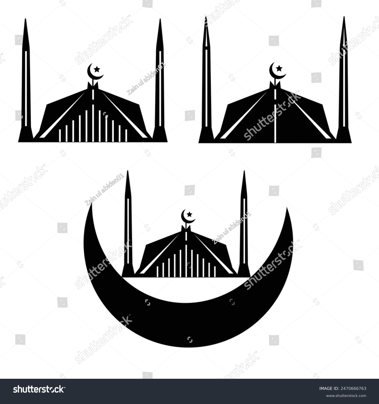 set of 3, Faisal Mosques silhouette, Vector - Royalty Free Stock Vector ...