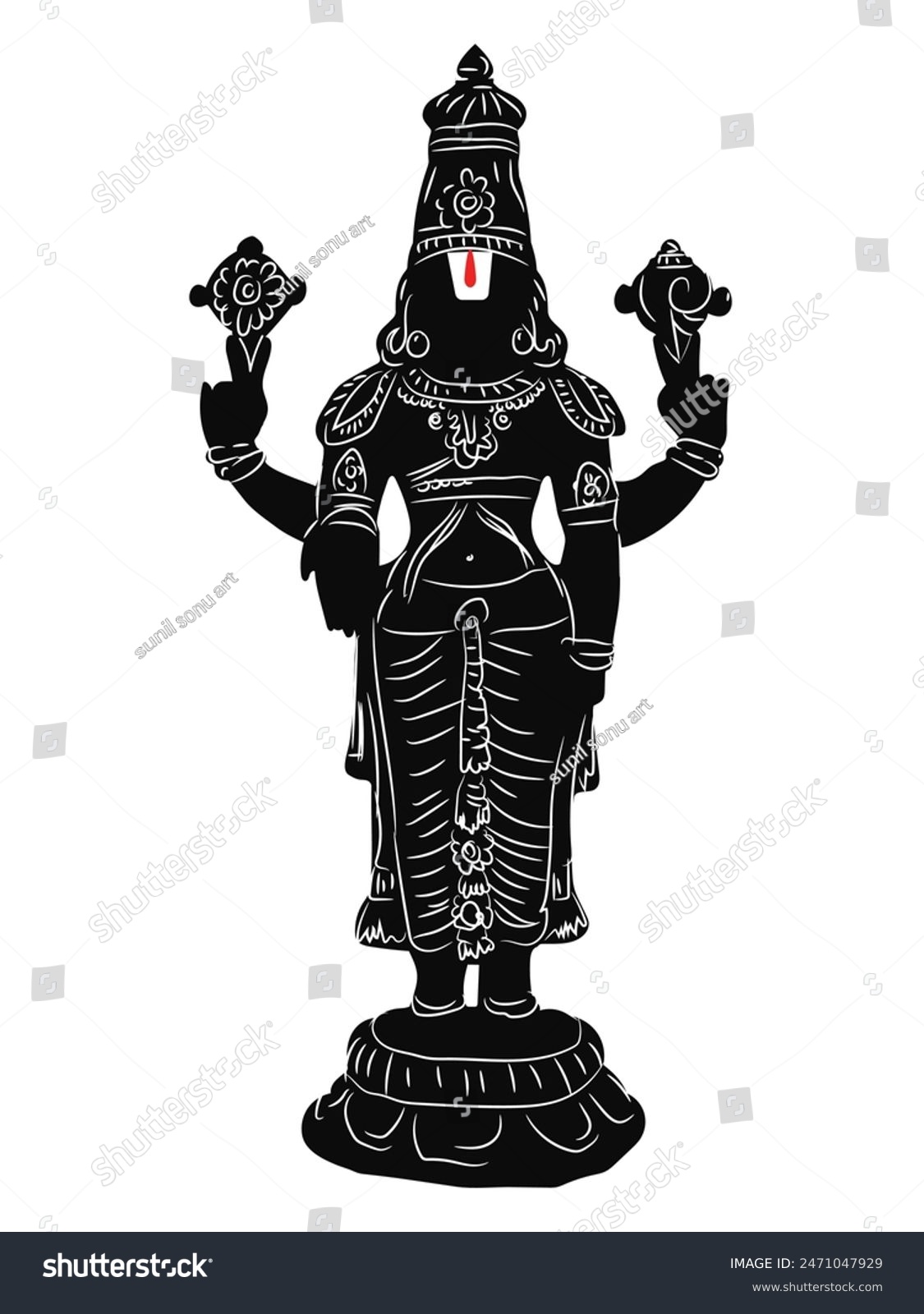 Hindu god Tirupati Balaji silhouette graphic - Royalty Free Stock ...