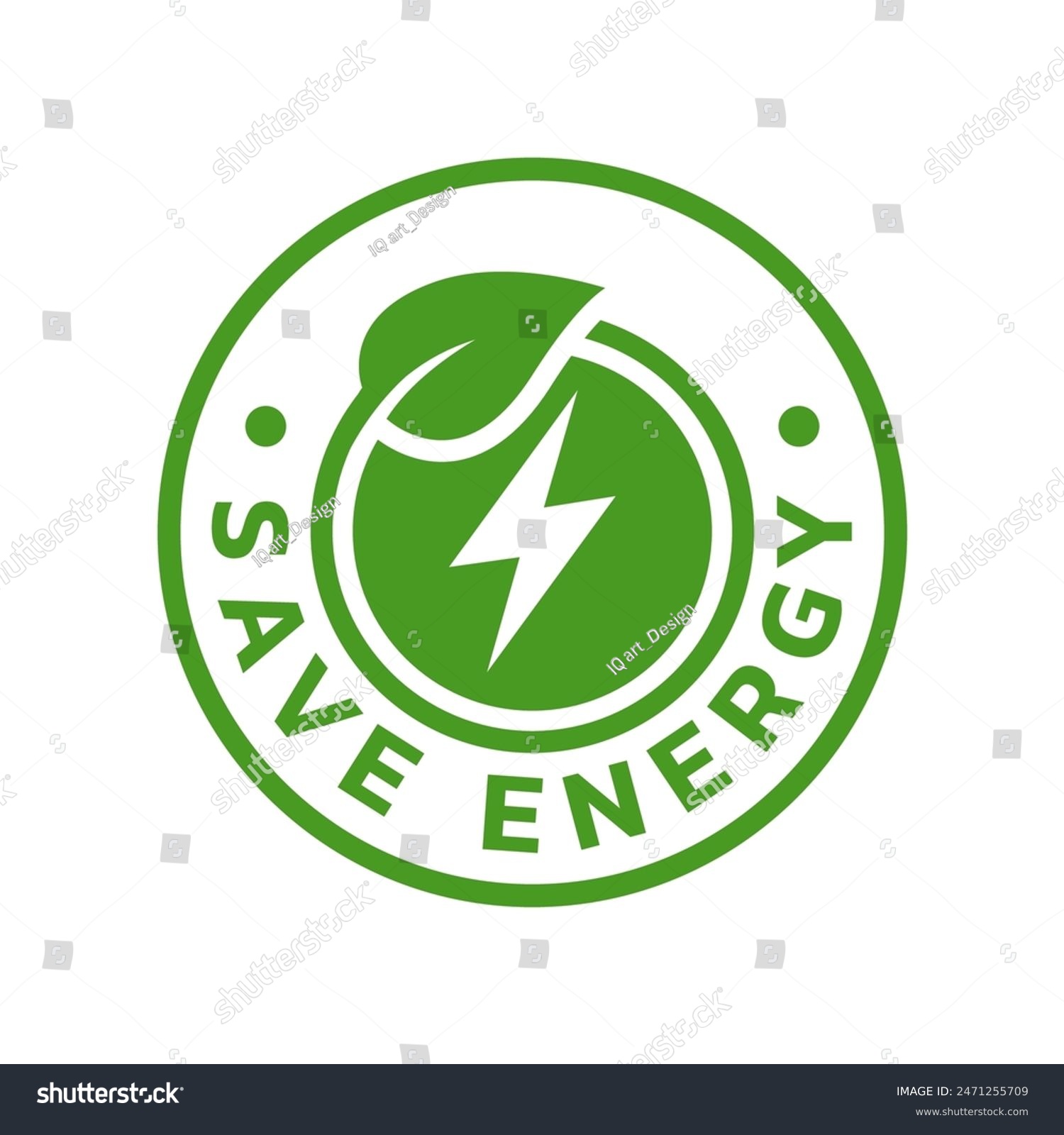 Save Energy Symbol Energy Icon With Green Leaf Royalty Free Stock Vector 2471255709 0278