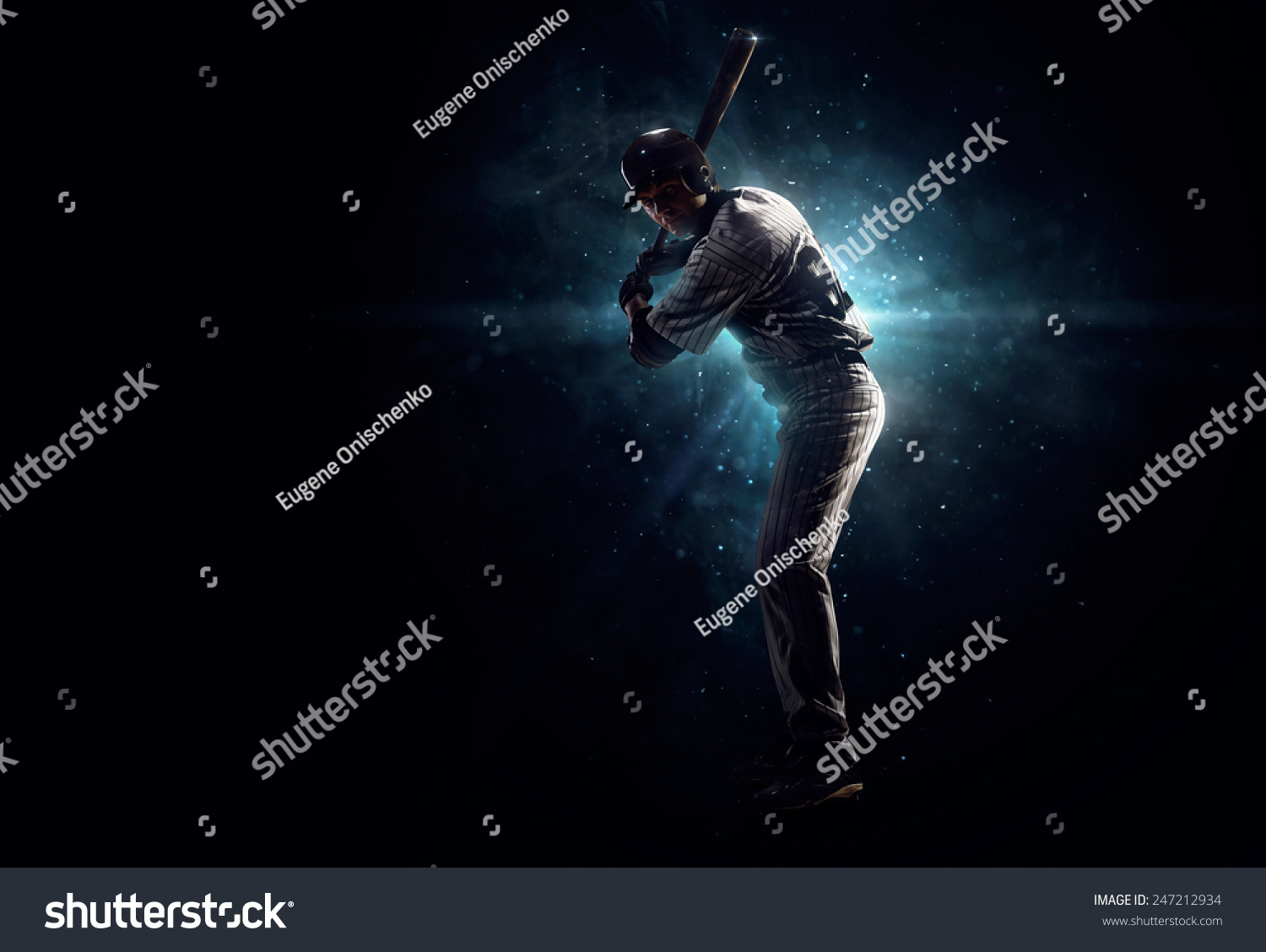 Professional baseball player  is tanding in the spotlight #247212934