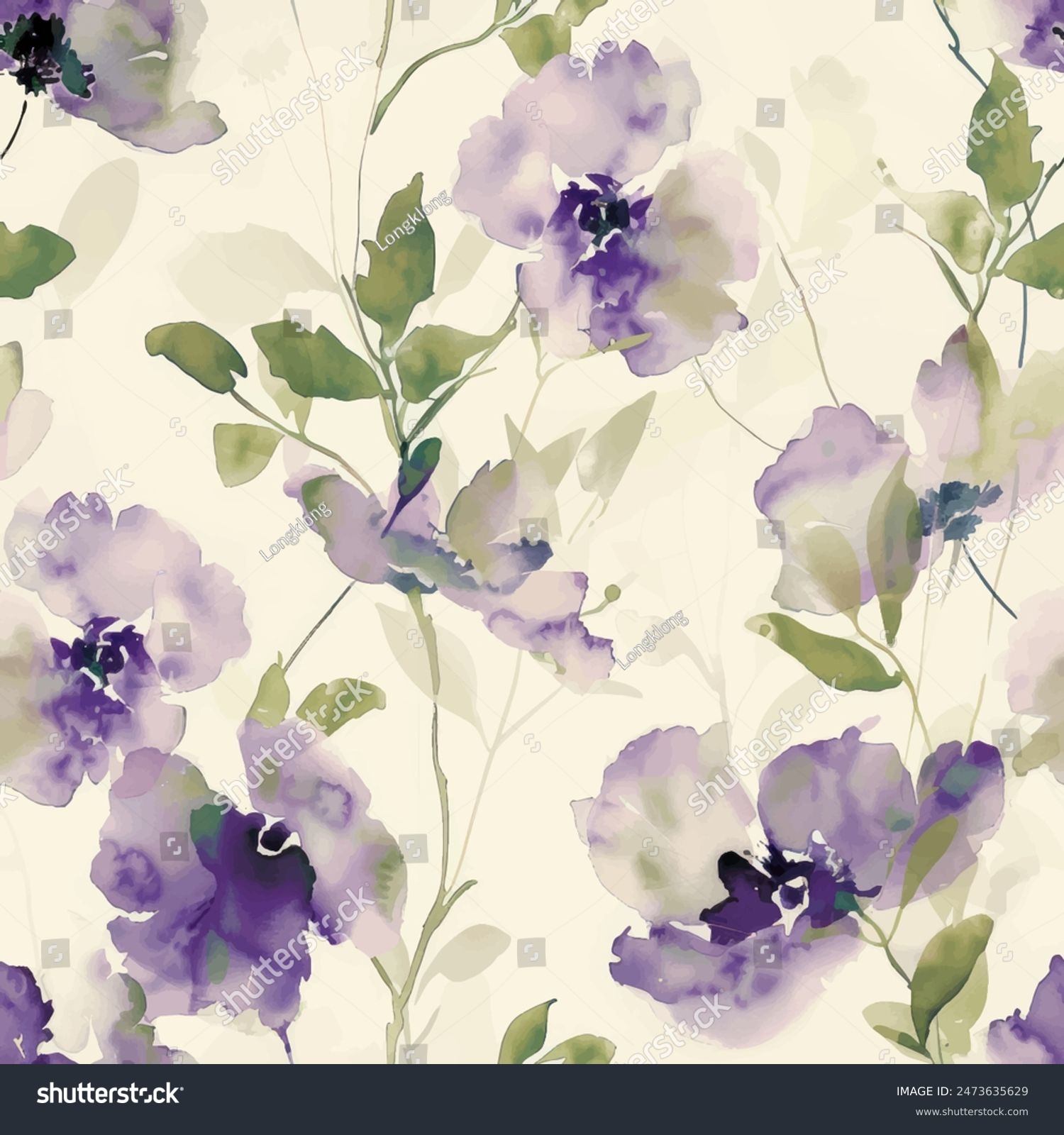 Sweet flower watercolor seamless pattern.soft - Royalty Free Stock ...