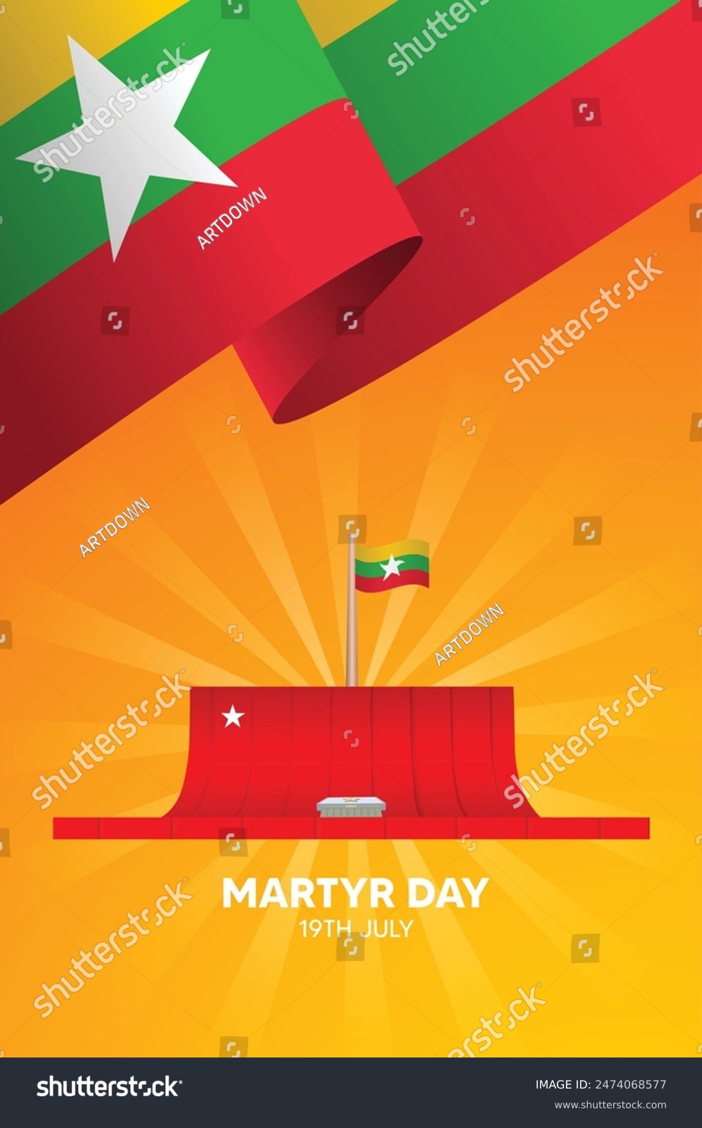 Burmese Martyrs Day Arzarni Mausoleum Memorial - Royalty Free Stock 