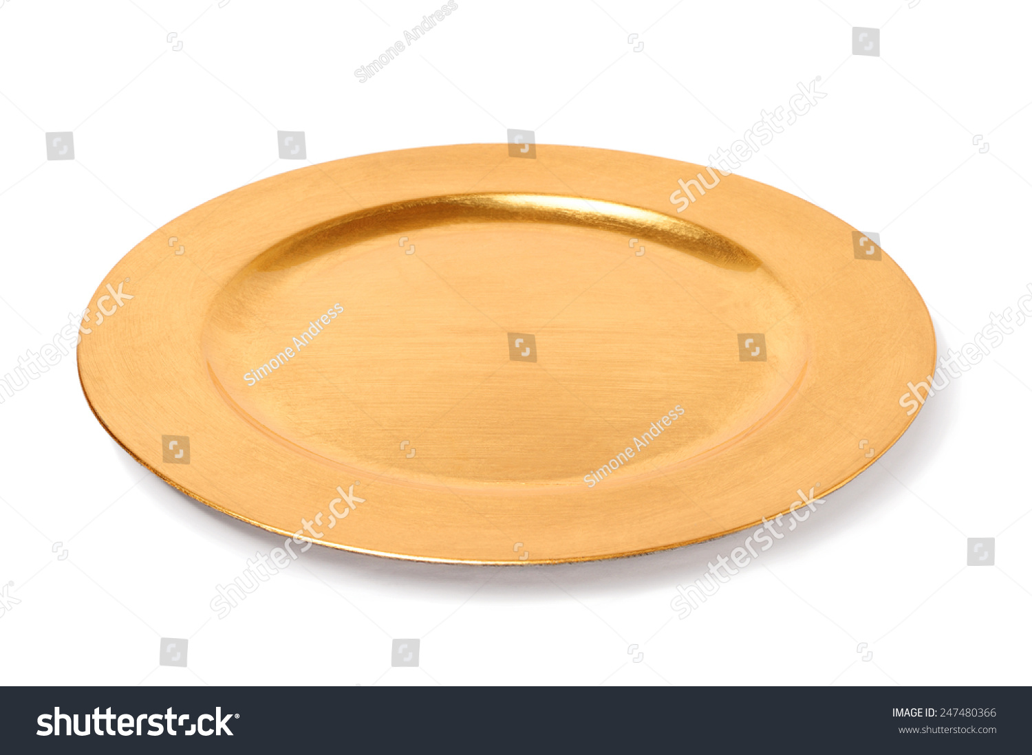 empty golden plate isolated over white background #247480366